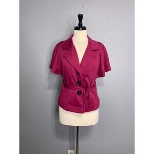 Ivy Jane Big Button Short Sleeve Jacket Pink Small